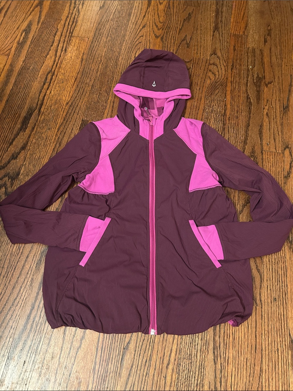 Girls Hooded Active Jacket (doublesided) by (Ivivva) - Plum & Pink